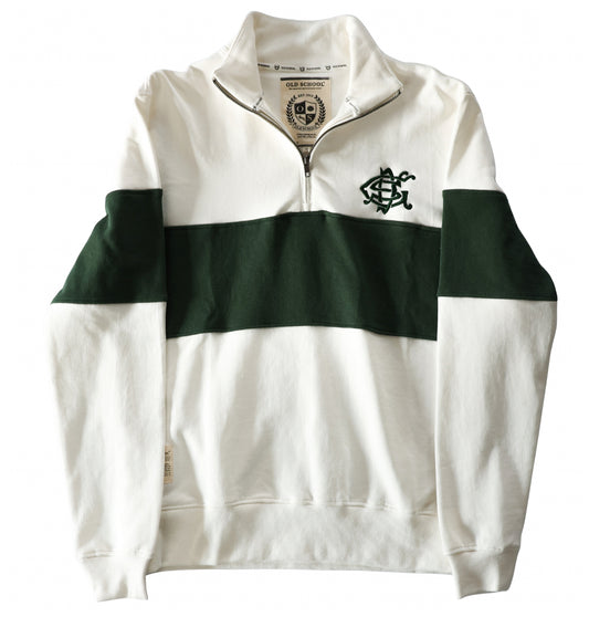 Old School Crew Neck (cream and green 1/4 zip)